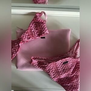 Triangl Swimwear Pink/Red Crochet Bikini Set